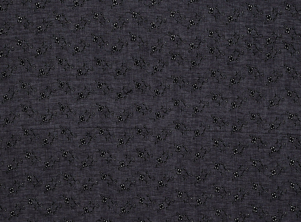 999 BLACK | 10711-5554 - FLORAL EMBROIDERY EYELETS - Zelouf Fabrics