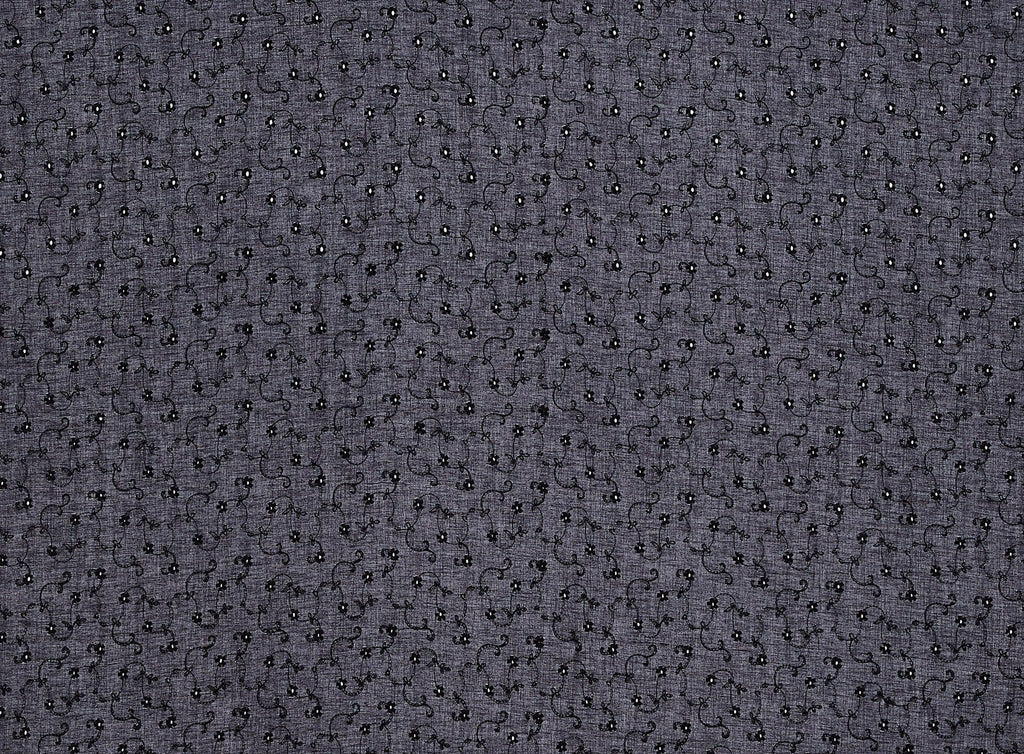 999 BLACK | 10712-5554 - FLORAL EMBROIDERY EYELETS - Zelouf Fabrics