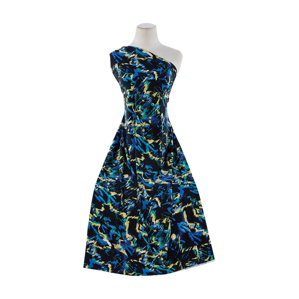 YORYU PRINT W/VARIGATED SLIVER LUREX STRIPE  | 10907-8201 497 BLUE/BLK - Zelouf Fabrics