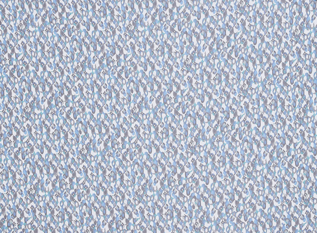 140 IVY/BLUE | 10918-8201 - YORYU PRINT W/VARIGATED SLIVER LUREX STRIPE - Zelouf Fabrics