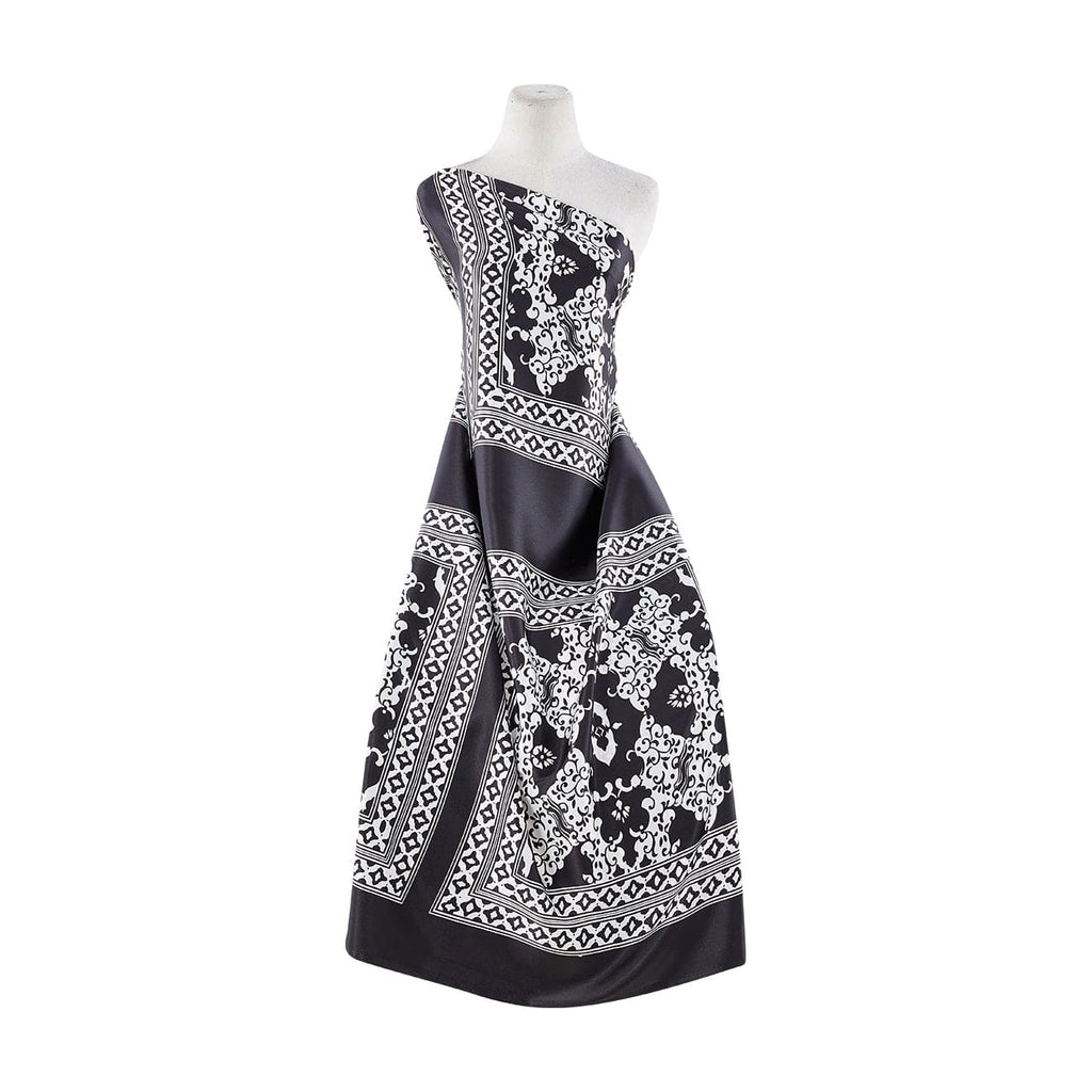 919 BLK/IVORY | 10974-404 - PRINT ON CHARMEUSE - Zelouf Fabrics