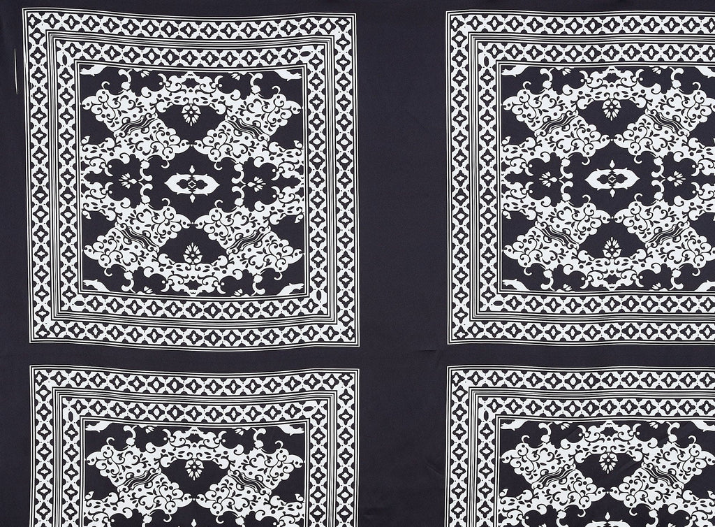 919 BLK/IVORY | 10974-404 - PRINT ON CHARMEUSE - Zelouf Fabrics