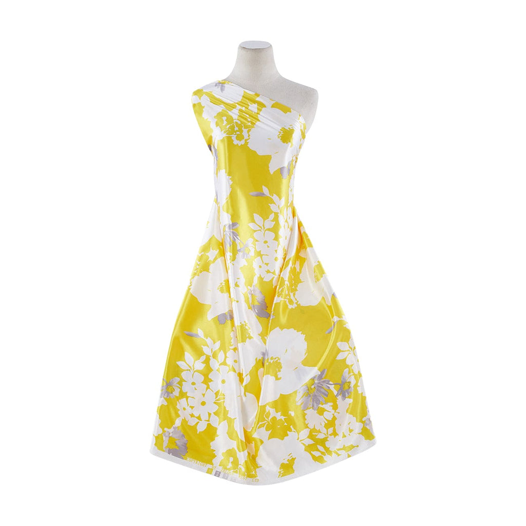 510 YELLOW/WHT | 11061-4444 - CHINESE CHARMEUSE PRINT - Zelouf Fabrics