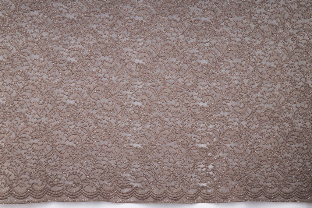 TAUPE SHADOW/SIL | 24396 - DALLI FLORAL LACE W/GLITTER - Zelouf Fabric