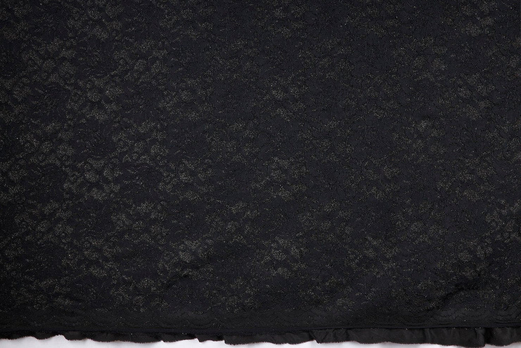 KILO GLITTER FLORAL LACE BONDED JERSEY  | 24387 BLK/BLACK - Zelouf Fabrics