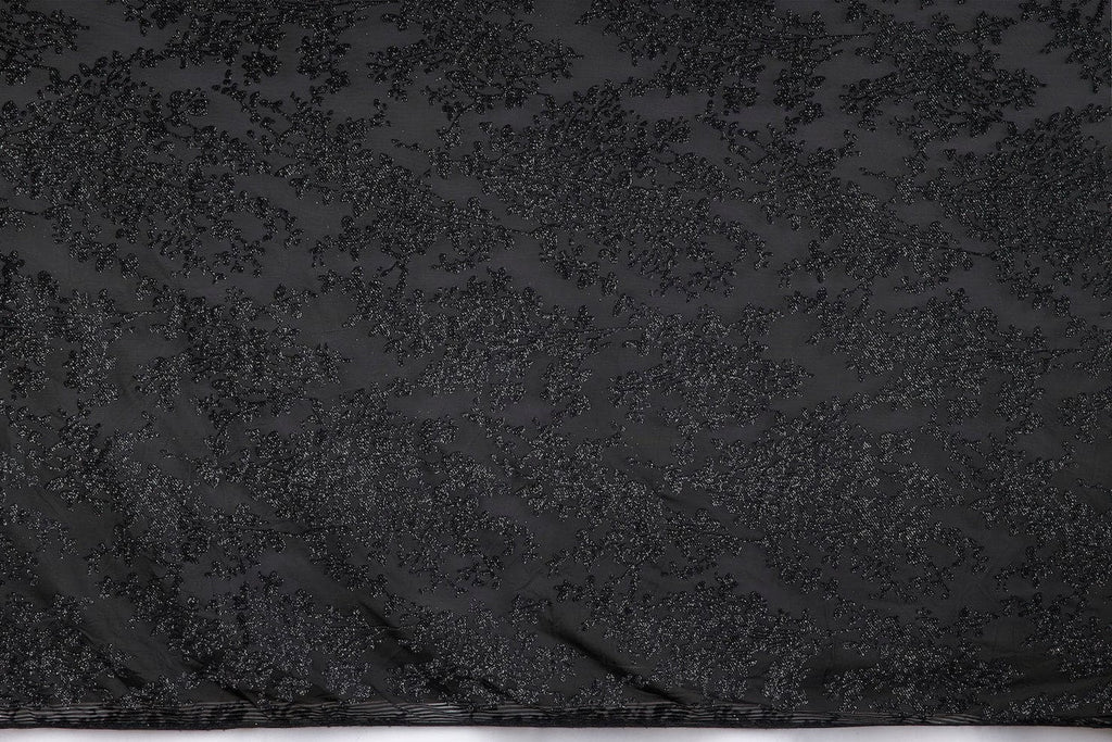 BLACK/SIL | 24380 - WIN BURNOUT VELVET GLITTER - Zelouf Fabric