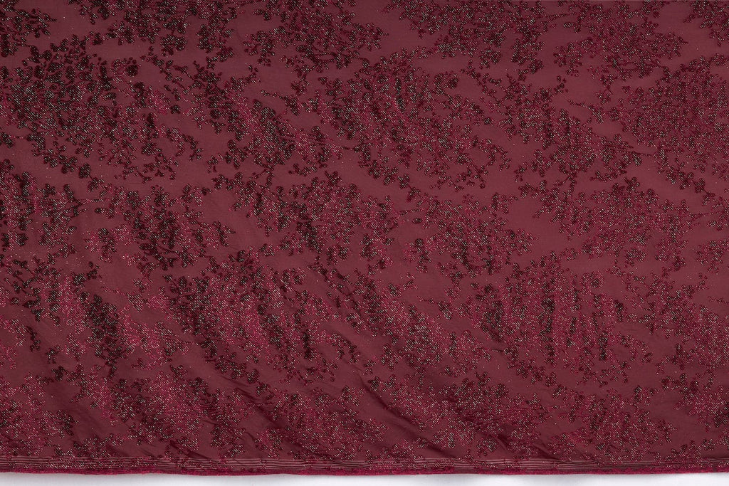MAJESTIC WINE/SIL | 24380 - WIN BURNOUT VELVET GLITTER - Zelouf Fabric