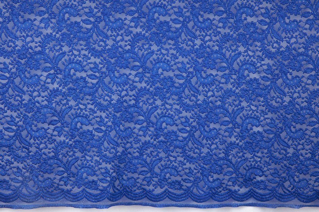 DALLI FLORAL LACE W/GLITTER  | 24396 COBALT DELIGHT - Zelouf Fabrics