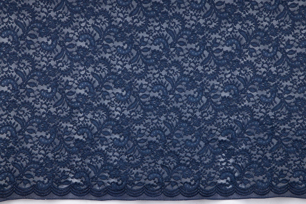 DALLI FLORAL LACE W/GLITTER  | 24396 NAVY DELIGHT - Zelouf Fabrics