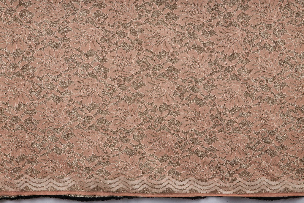 KILO GLITTER FLORAL LACE BONDED JERSEY  | 24387 BLUSH SHADOW - Zelouf Fabrics