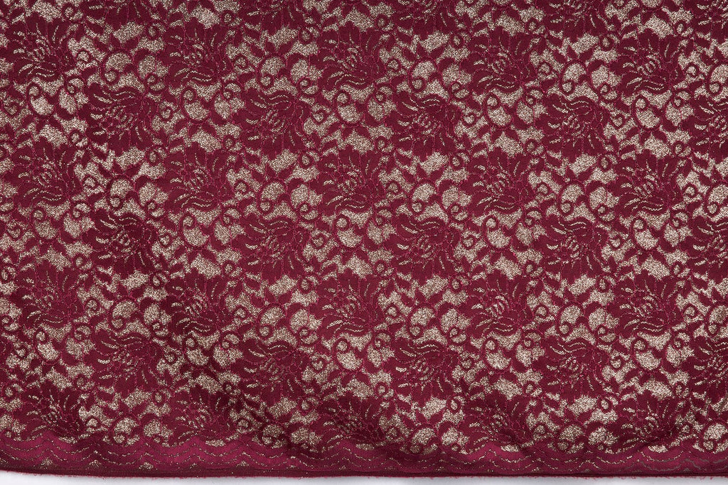 KILO GLITTER FLORAL LACE BONDED JERSEY  | 24387 MAJESTIC WINE - Zelouf Fabrics
