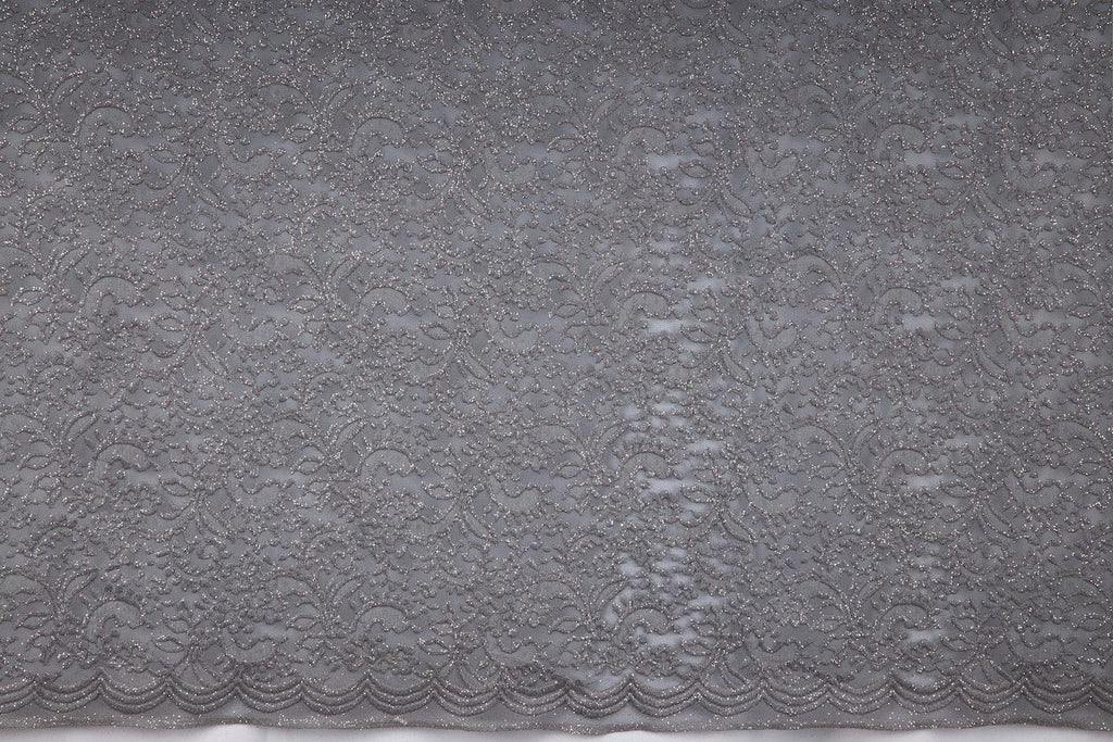 DALLI FLORAL LACE W/GLITTER  | 24396 GREY MYSTERY - Zelouf Fabrics
