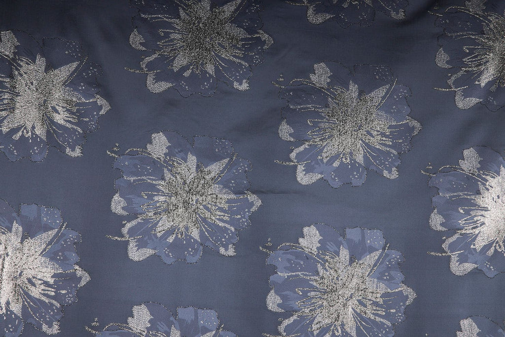 GINGER FLOWER LUREX JACQUARD  | 24415 COAL SHADOW - Zelouf Fabrics