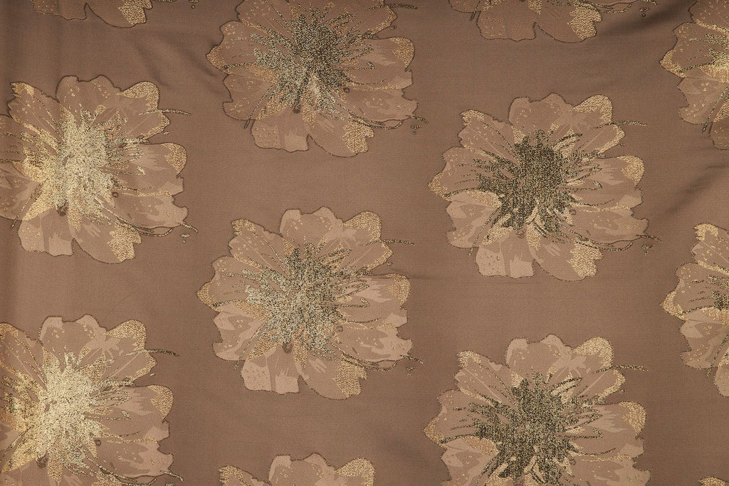 GINGER FLOWER LUREX JACQUARD  | 24415 TAUPE SHADOW - Zelouf Fabrics