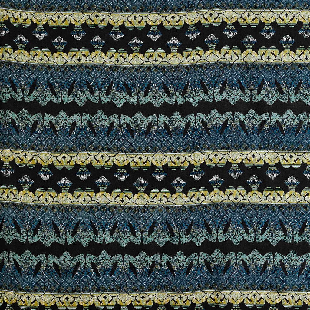 947 BLK/BLUE | 11322-3269 - NON STR POLY CHALLIS PRINT - Zelouf Fabrics