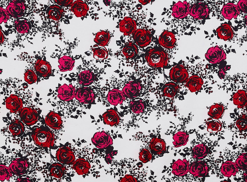 139 OWHT/RED | 11456-7311 - DANIELLE STRETCH SATIN PRINT - Zelouf Fabrics