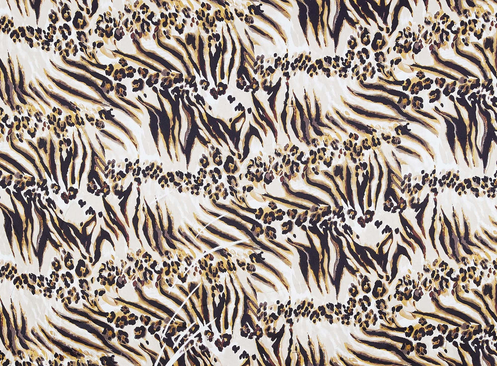 292 TAN/BLK | 11513-7311 - DANIELLE STRETCH SATIN PRINT - Zelouf Fabrics