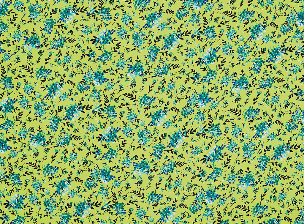 749 LIME/BLUE | 11566-3269 - NON STRETCH POLYESTER CHALLIS PRINT - Zelouf Fabrics