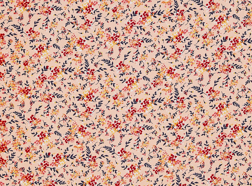 884 PEACH/CORAL | 11566-3269 - NON STRETCH POLYESTER CHALLIS PRINT - Zelouf Fabrics