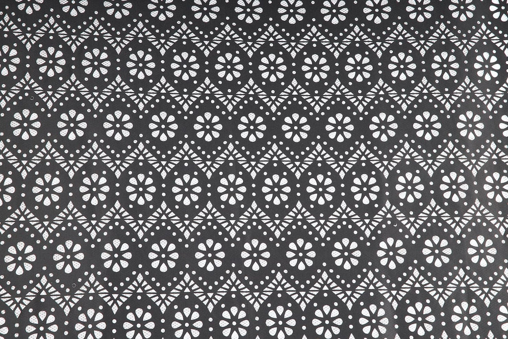 DOLLIE LASER CUT MESH BONDED SCUBA  | 24842 BLACK - Zelouf Fabrics
