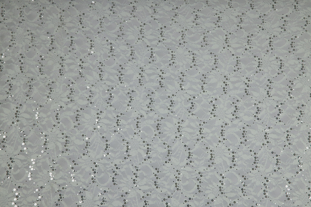CRYSTAL SILVER | 8266-TRAN-SILVER WHITE - TONAL STRETCH DOUGHNUT TRANS LACE - Zelouf Fabric
