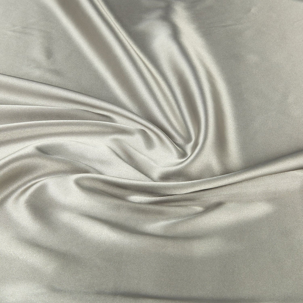 PEWTER GLRY/SIL | 1173-FOIL - FOGGY FOIL ON ANNABELLE STRETCH SATIN - Zelouf Fabrics