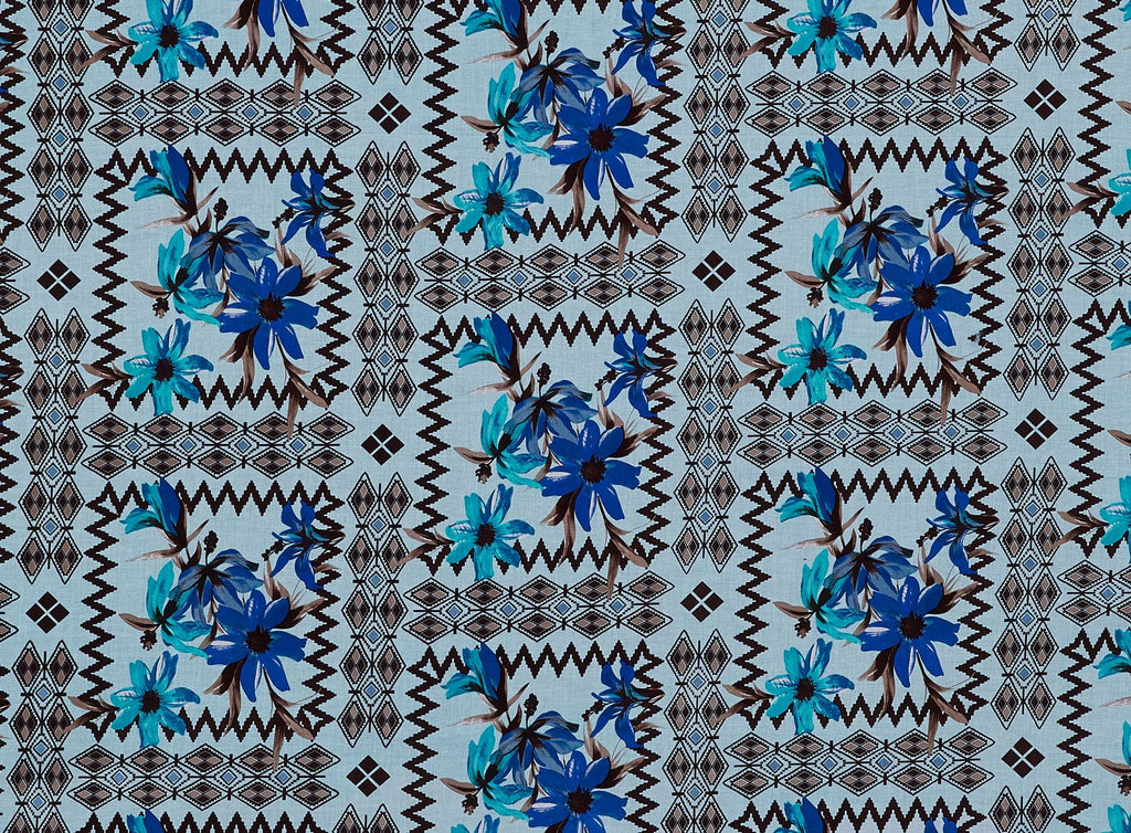 424 BLUE/BROWN | 11765-5554 - LAWN PRINT - Zelouf Fabrics