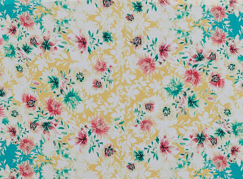 548 YELLOW/JADE | 11990-4522 - SILKY TOUCH CHIFFON PRINT - Zelouf Fabrics