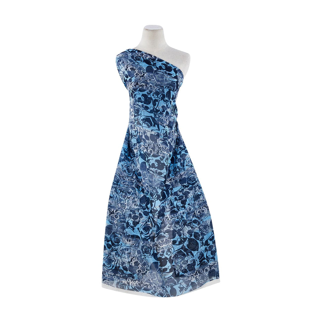 441 BLUE/NAVY | 12044-4522 - SILKY TOUCH CHIFFON PRINT - Zelouf Fabrics
