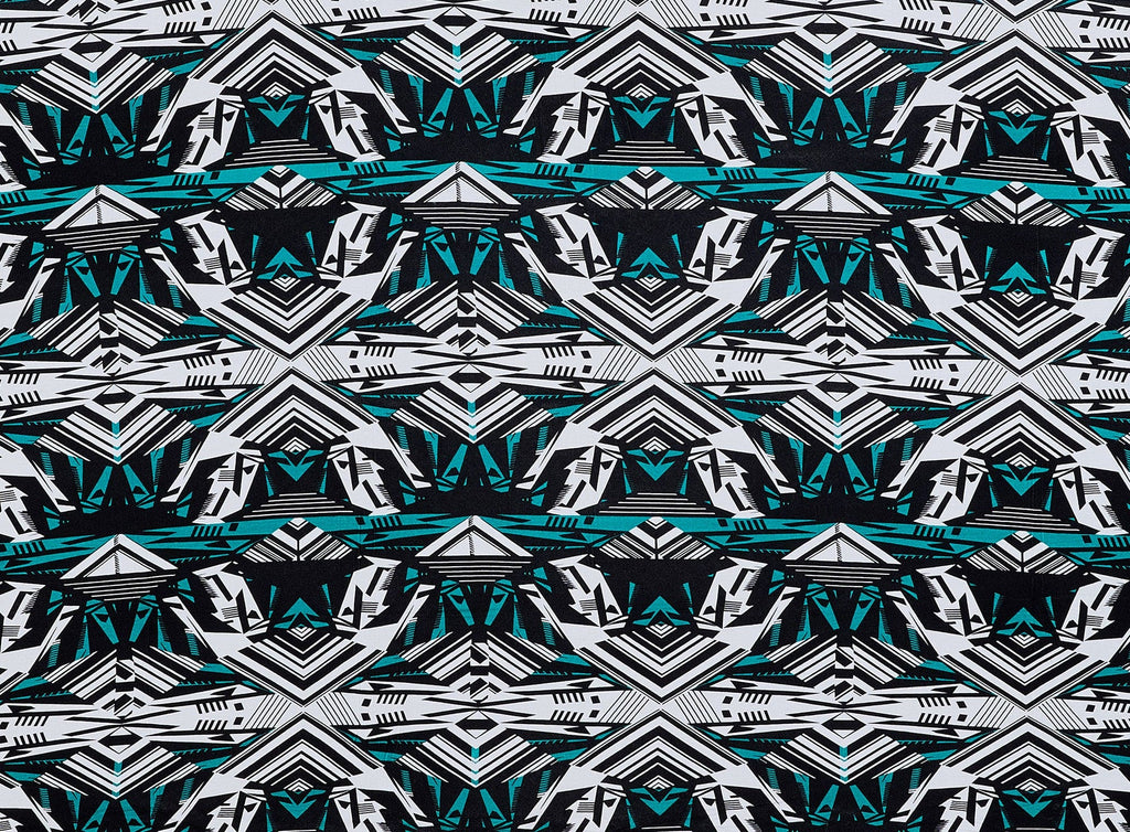 149 WHT/JADE | 12070-1184 - RAYON SPANDEX KNIT PRINT - Zelouf Fabrics