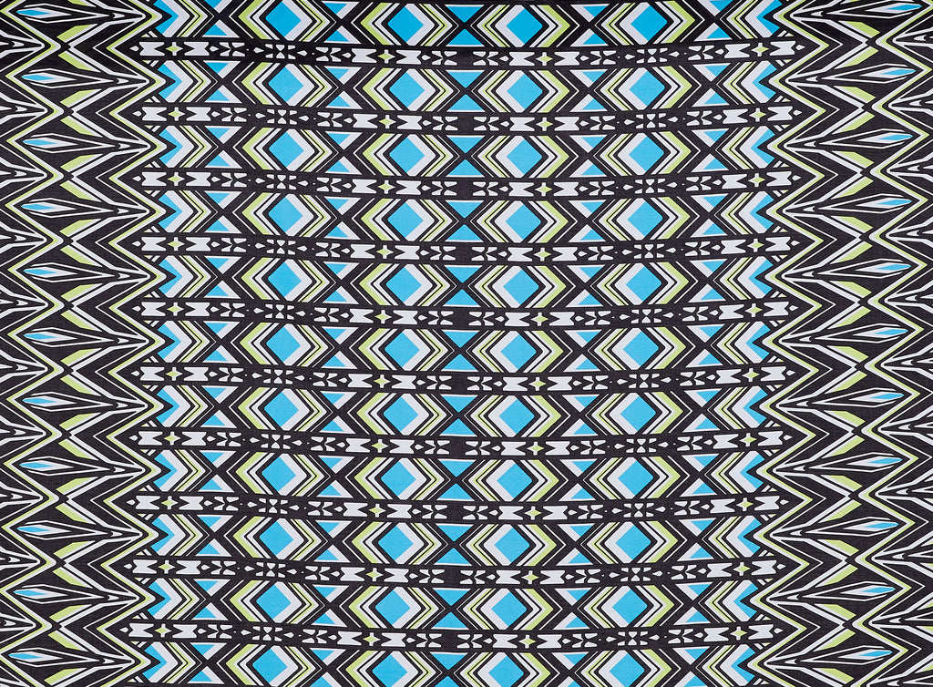 471 TURQ/LIME | 12095-8901 - PRINT ON CHALLIS - Zelouf Fabrics