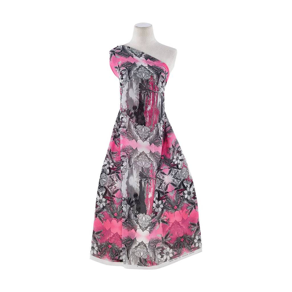 309 FUSH/GREY | 12119-835 - HIGH MULTI CHIFFON PRINT - Zelouf Fabrics