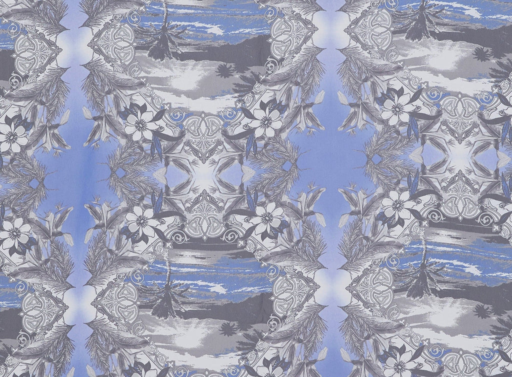 409 ROYAL/GREY | 12119-835 - HIGH MULTI CHIFFON PRINT - Zelouf Fabrics