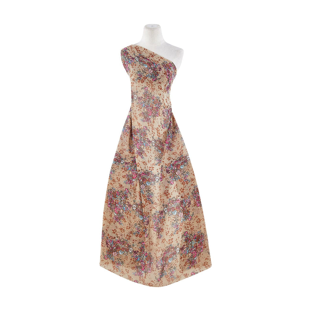 234 ALMOND/PINK | 12216-3333 - CHINESE HIGH MULTI CHIFFON PRINT - Zelouf Fabrics