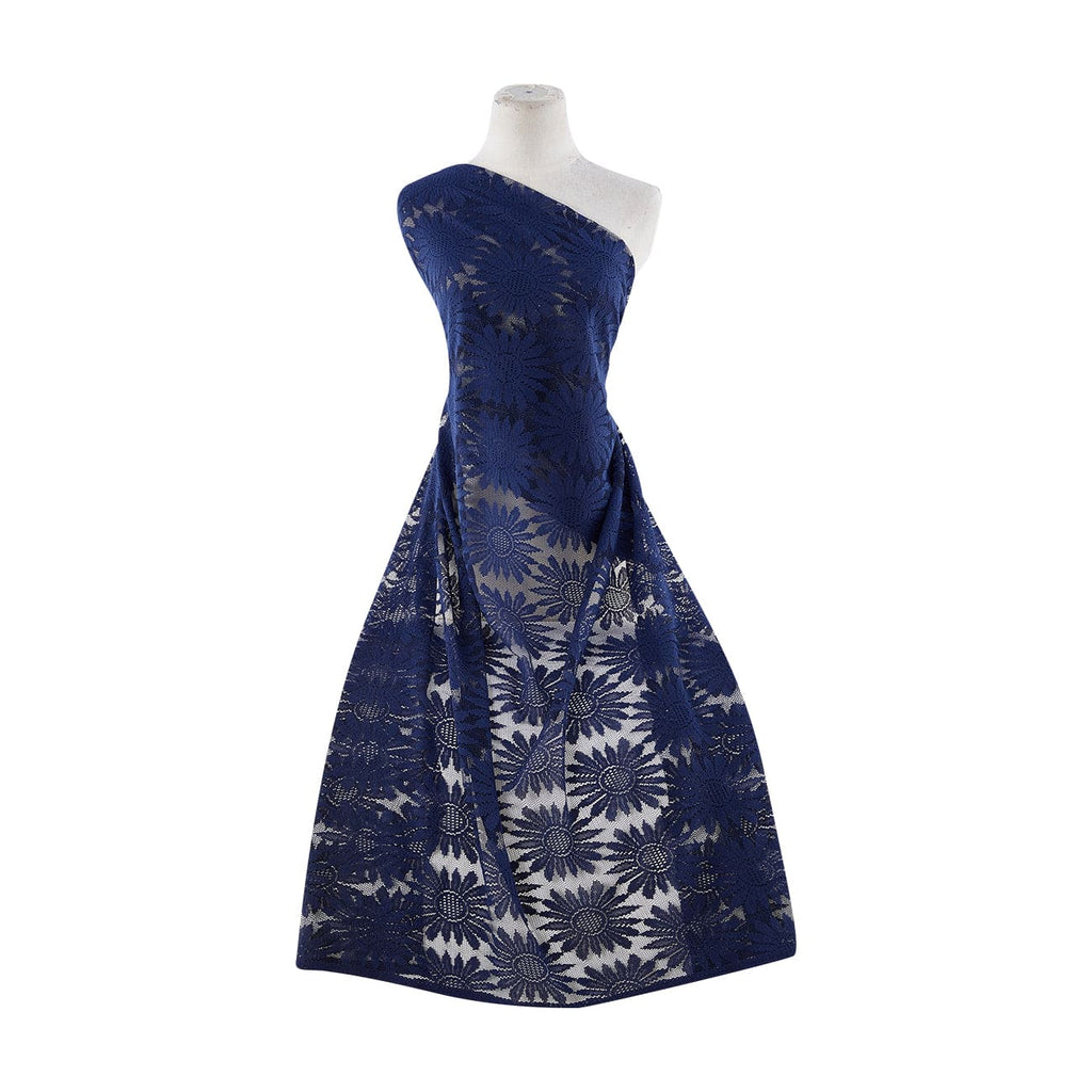 POLYESTER FLORAL LACE  | 12300-3227 449 NAVY - Zelouf Fabrics