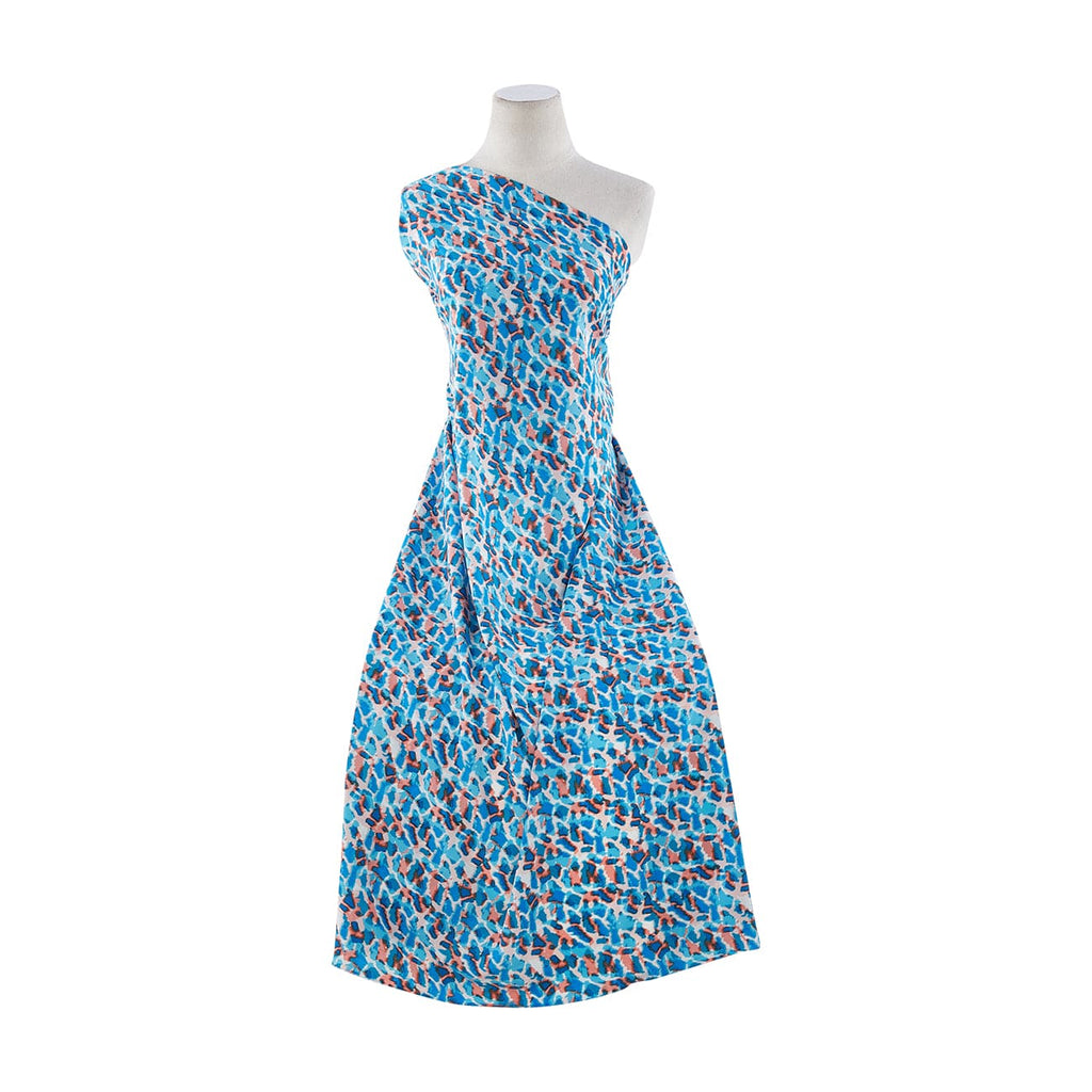 481 BLUE/CORAL | 12334-4637 - OLIVIA CHIFFON PRINT - Zelouf Fabrics