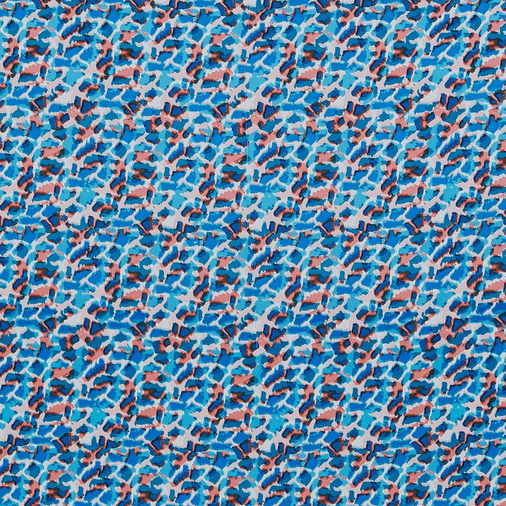 481 BLUE/CORAL | 12334-4637 - OLIVIA CHIFFON PRINT - Zelouf Fabrics