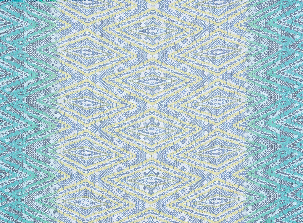 744 CITRON/TURQ | 12573-3333 - CHINESE HIGH MULTI CHIFFON PRINT - Zelouf Fabrics
