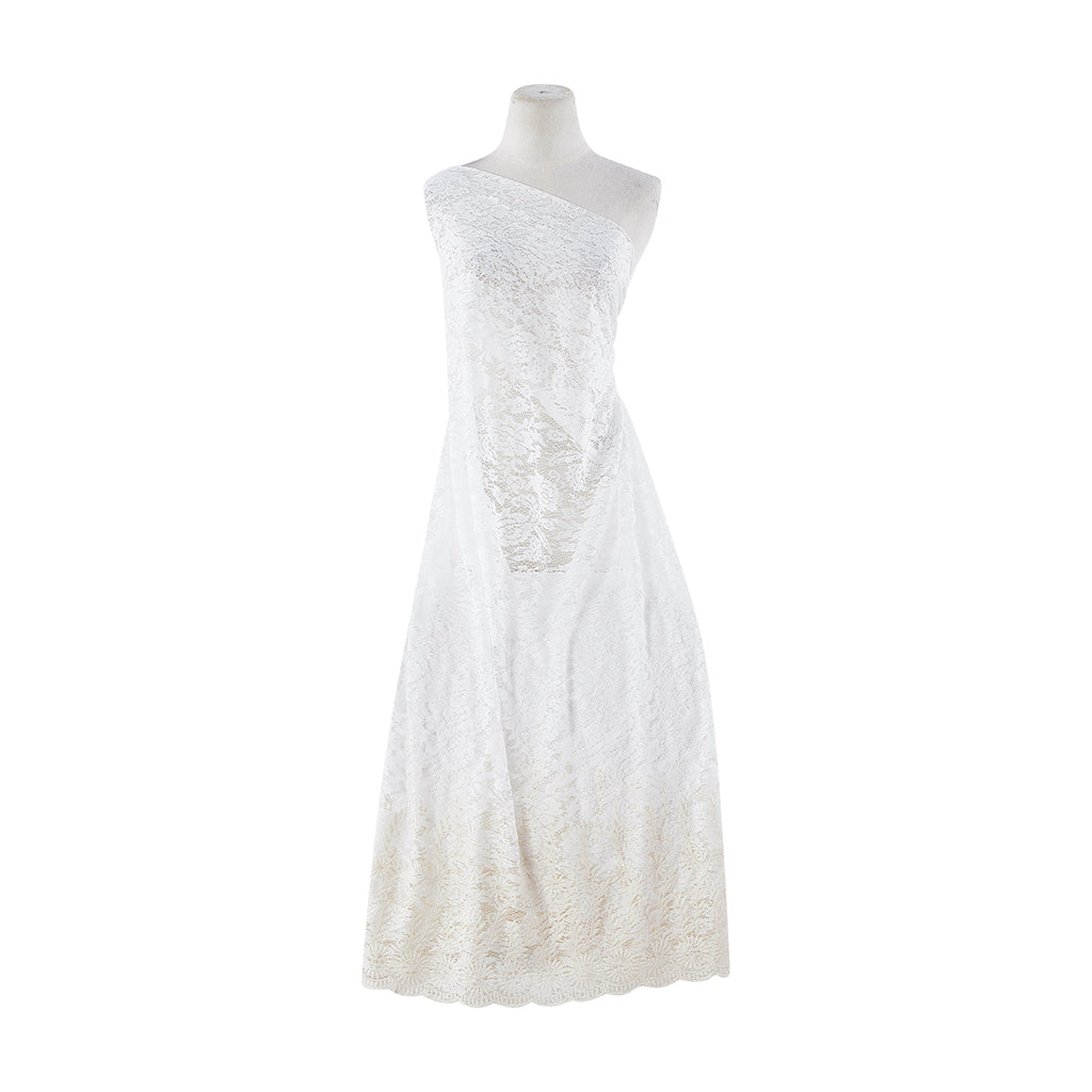 LACE WITH SCALLOP EMBROIDERY  | 12659-3227EM 110 WHT/NATURAL - Zelouf Fabrics