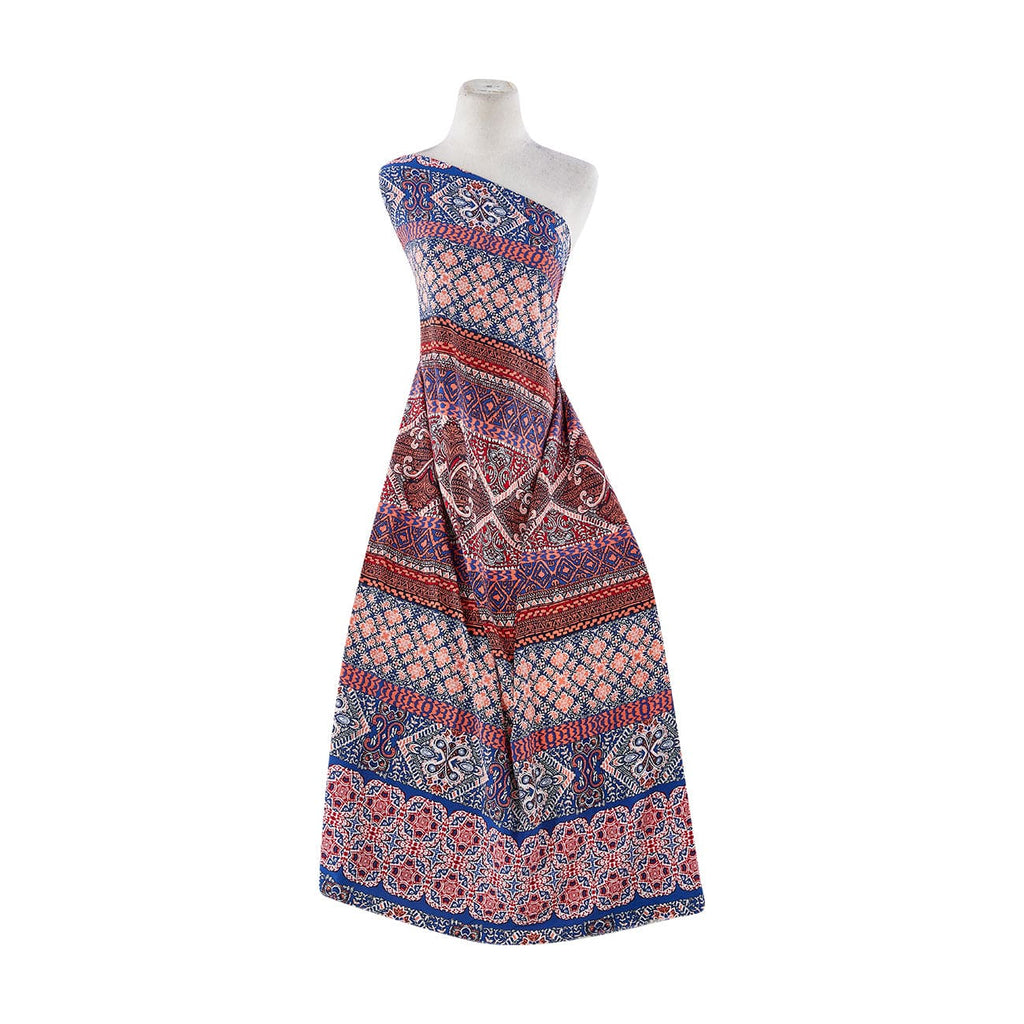 AZAR ETHNIC PRINT CREPE  | 12692-1323 481 NAVY/CORAL - Zelouf Fabrics
