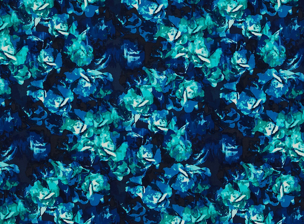 474 NAVY/AQUA | 12770-5631 - "ASPEN BLOOM" PRINT SCUBA KNIT - Zelouf Fabrics