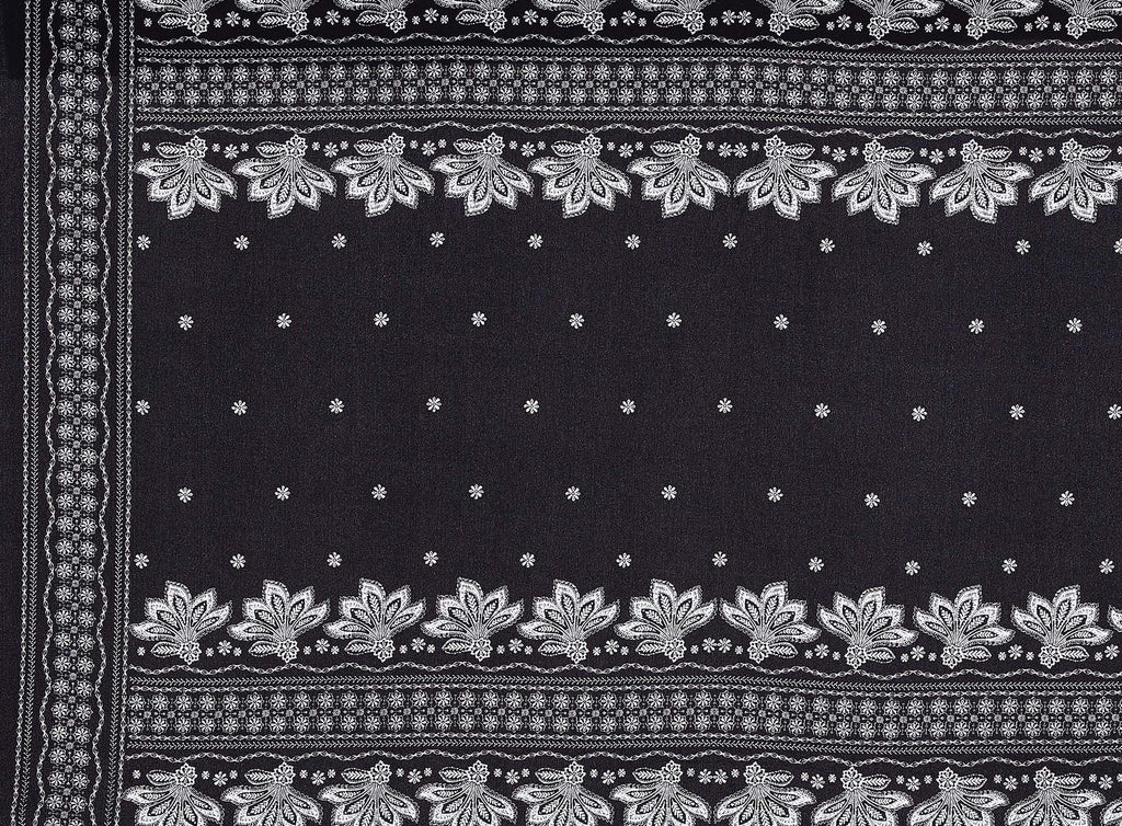ALLISON JACOBEAN PRINT CREPE | 12795-1540 919 BLACK/IVORY - Zelouf Fabrics
