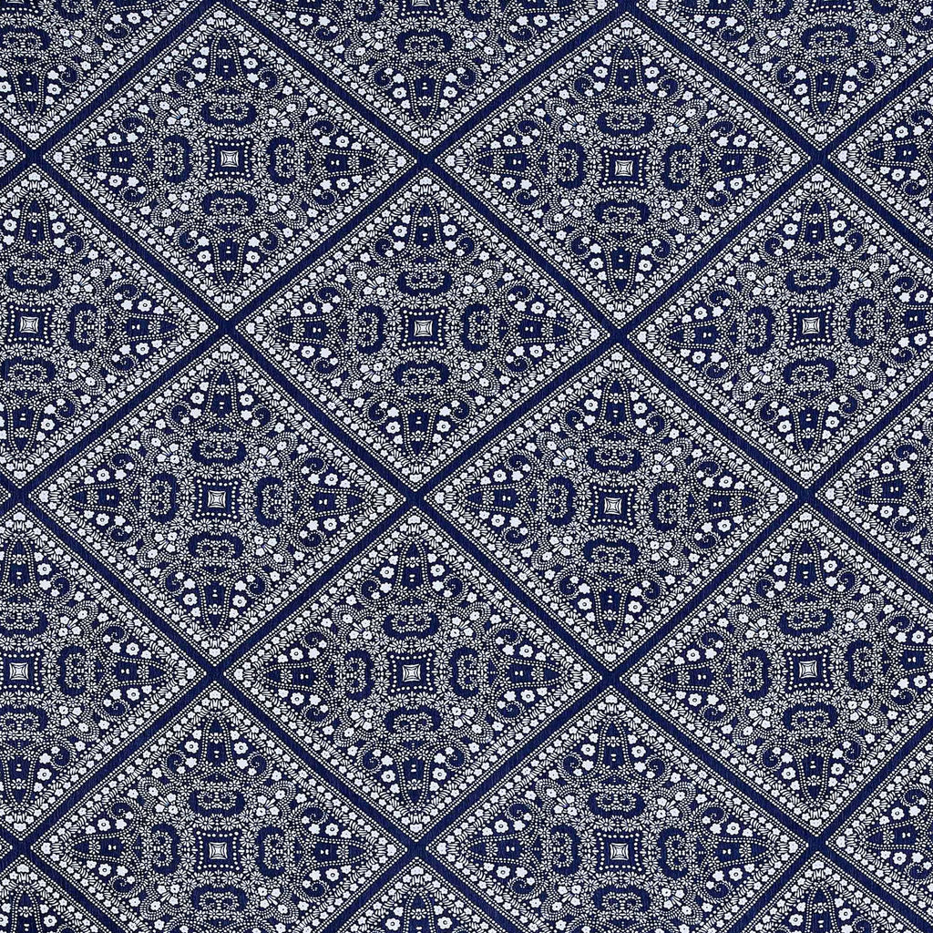 419 NAVY/IVORY | 12849-4638 - PRINTED "BANDONNA" SKYLAR RAYON CREPON - Zelouf Fabrics