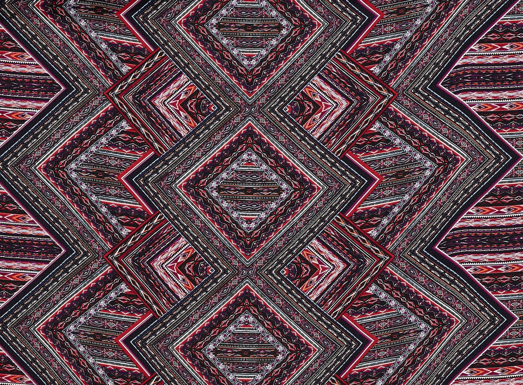 PSYCHEDELIC AZTEC PLACEMENT ON PENELOPE CREPE  | 12857-1540  - Zelouf Fabrics