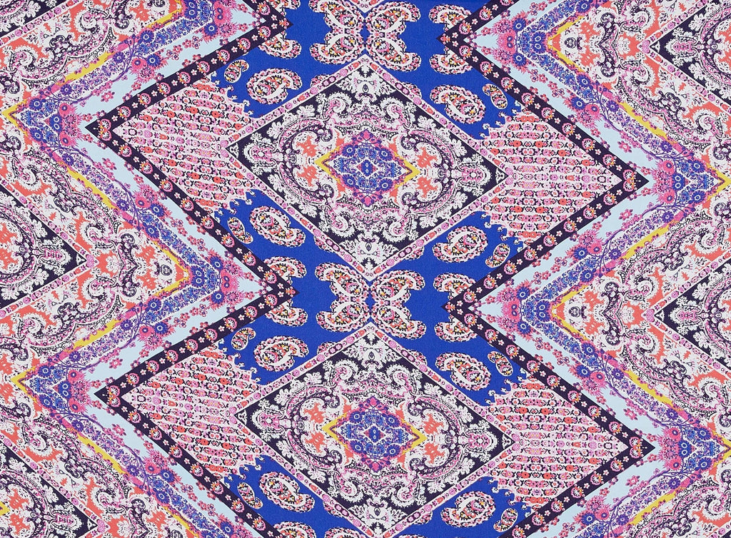 384 ROYAL/HPINK | 12862-1540 - "ZINA" PAISLEY PRINT ON PENELOPE CREPE - Zelouf Fabrics