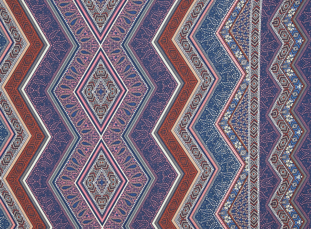 INDIVA CHEVRON BORDER WOOL DOBBY PRINT  | 12864-4633  - Zelouf Fabrics