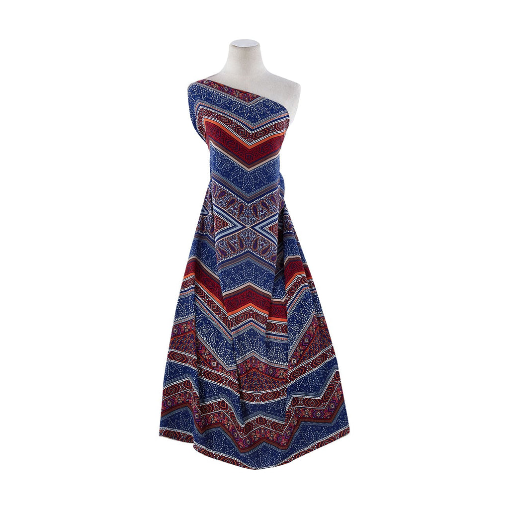 643 ORCHID/BLUE | 12864-4633 - "INDIVA" CHEVRON BORDER WOOL DOBBY PRINT - Zelouf Fabrics