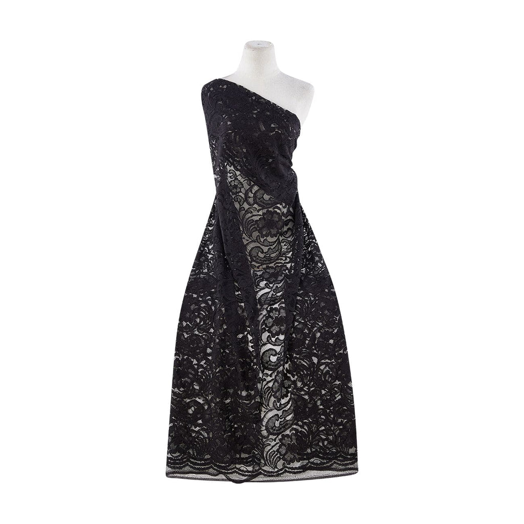 999 BLACK | 12873-3222 - "DARCY" FLORAL LACE - Zelouf Fabrics