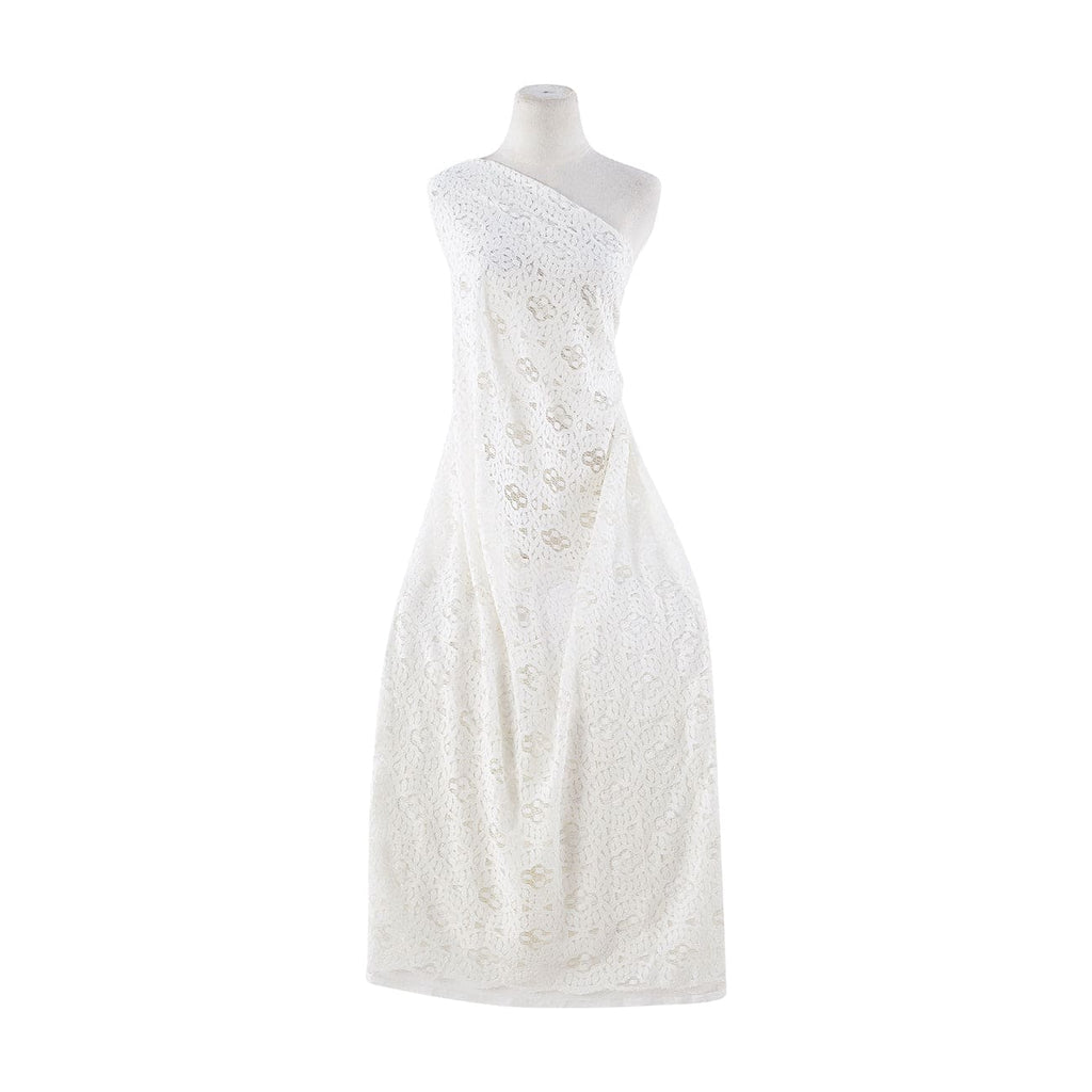 111 WHITE | 12897-3222 - "SELMA" CORDED MEDALLION LACE - Zelouf Fabrics