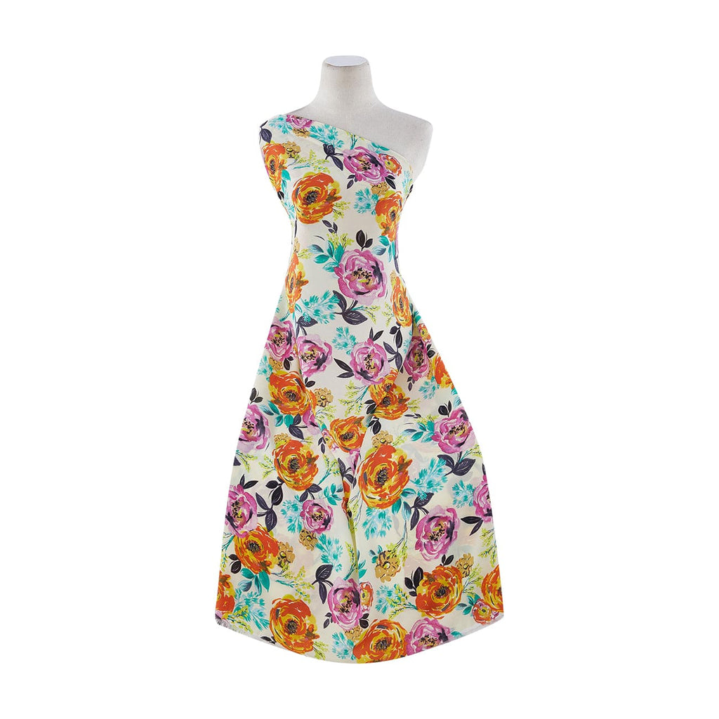 183 CREAM/AMBER | 12930-4633 - "SPRINGTIME" ALL OVER FLORAL ON WOOL DOBBY - Zelouf Fabrics